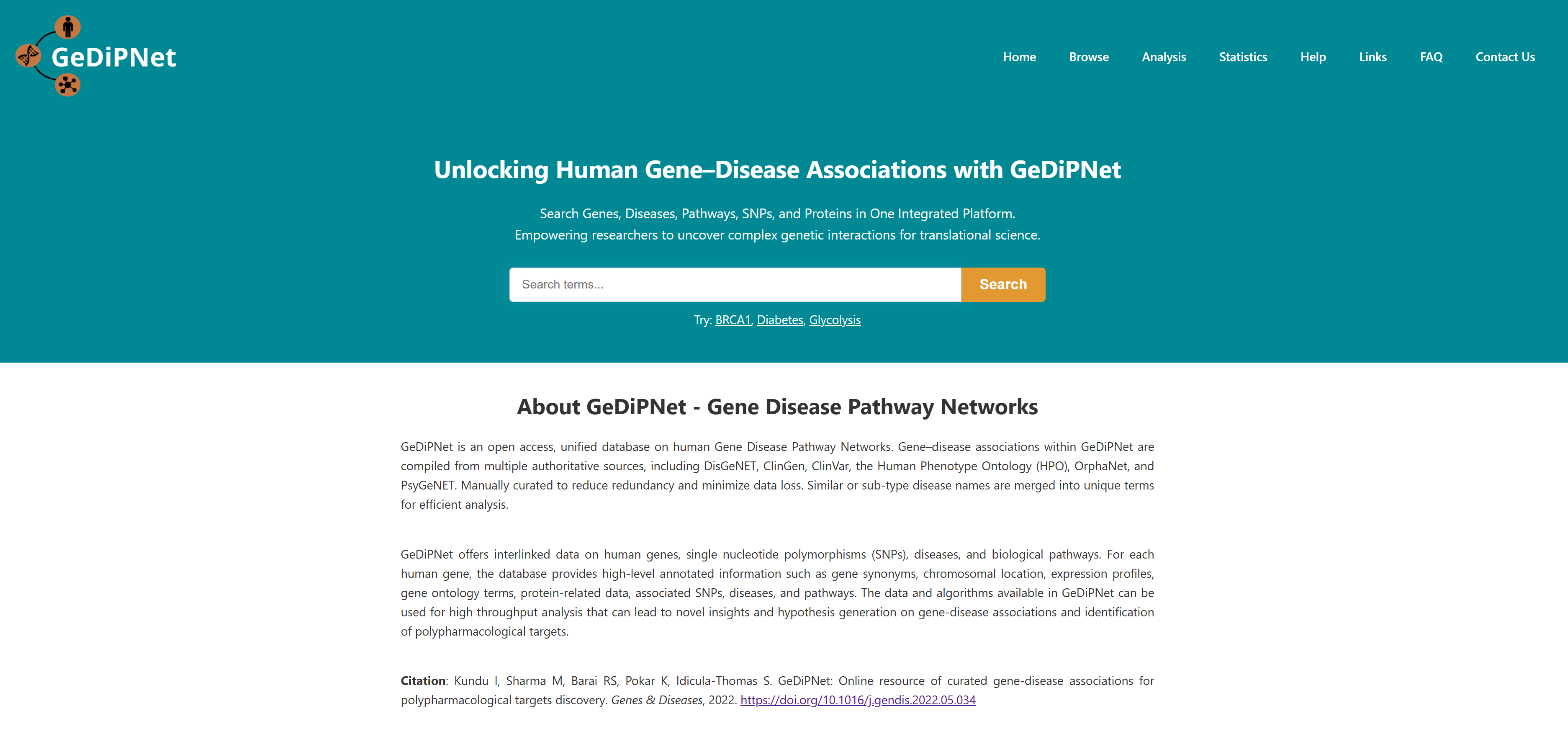 GeDiPNet Homepage Interface