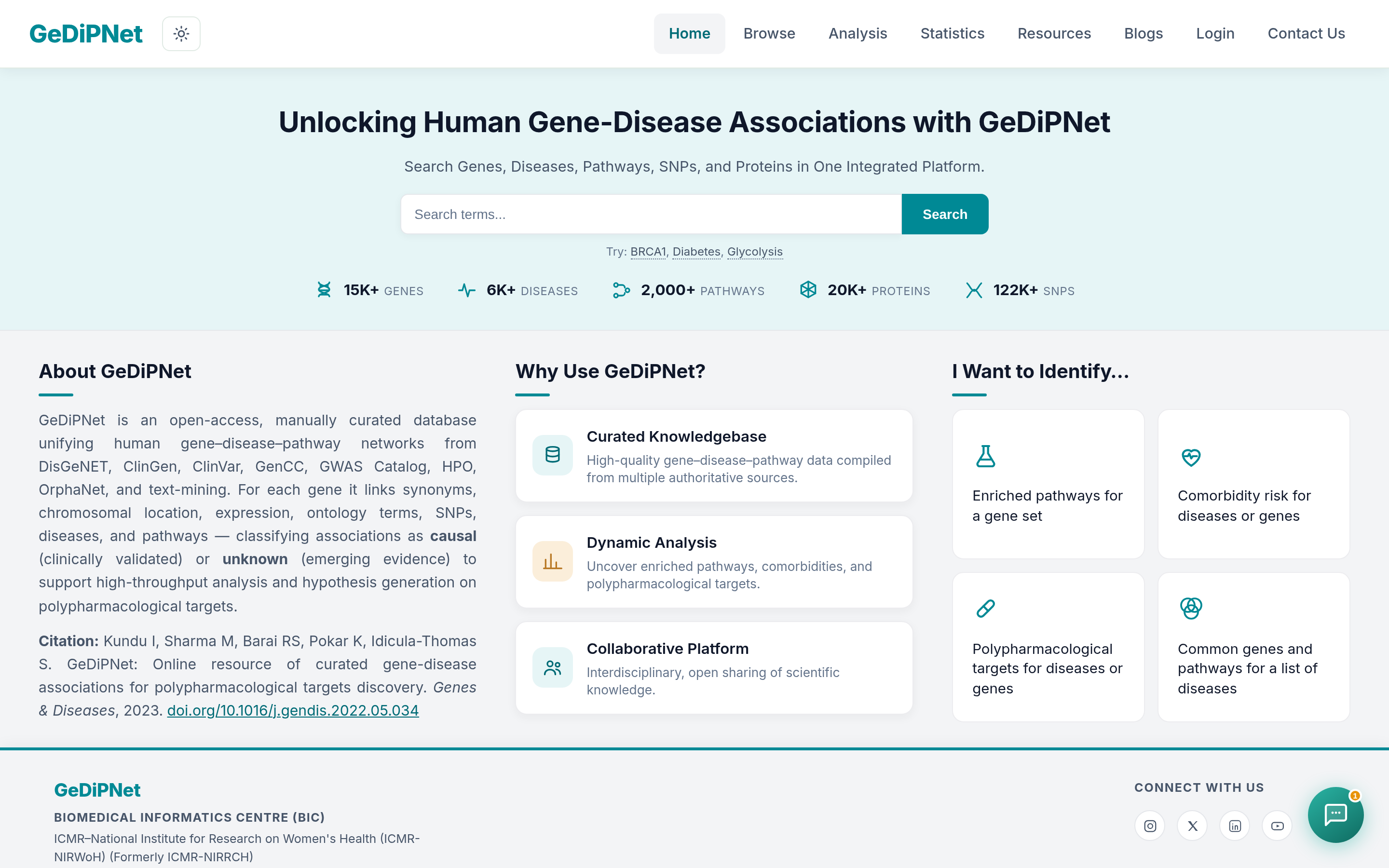 GeDiPNet Homepage Interface